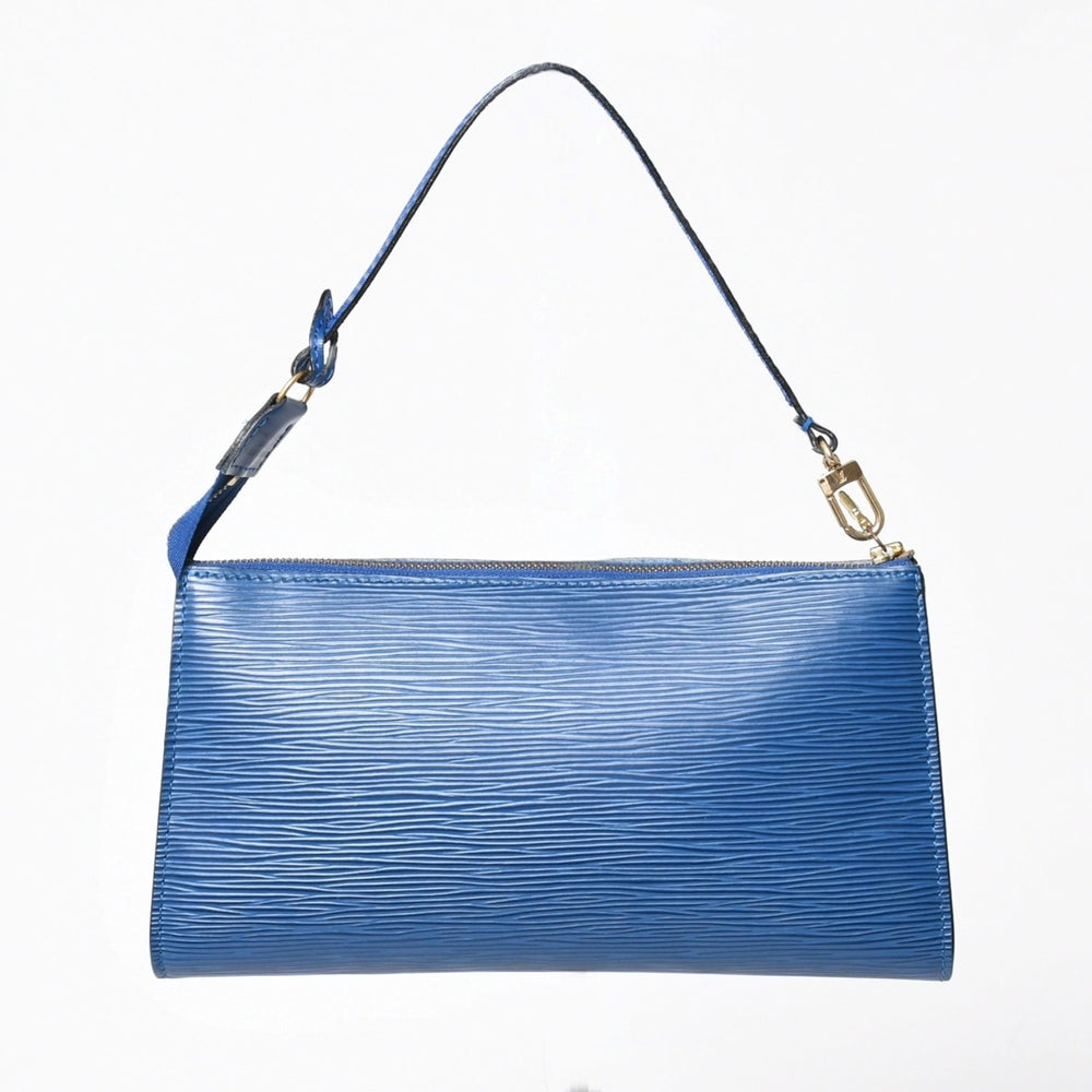 極美品 LOUIS VUITTON ルイヴィトン ポシェット アクセソワール ワンショルダーバッグ M52945 エピ レザー ブルー 中古 4a006075