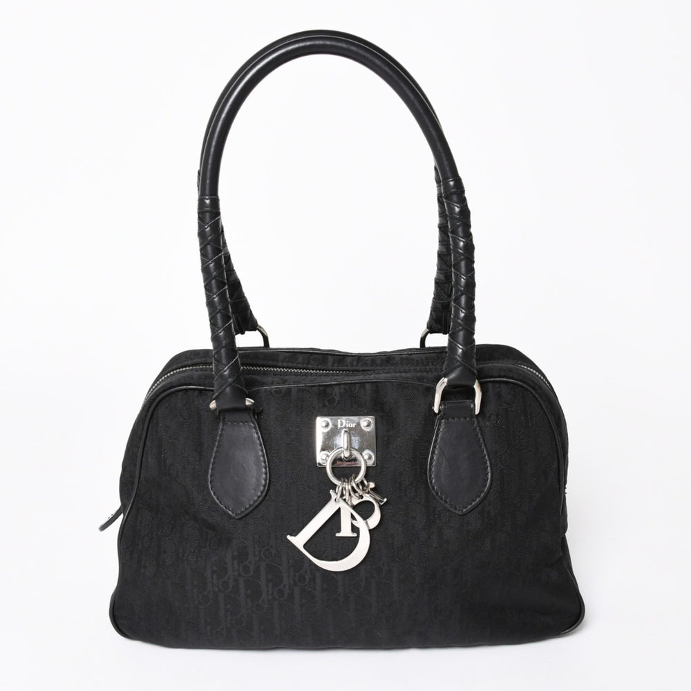 極美品 Christian Dior クリスチャンディオール ラブリー ハンドバッグ 02-BO-0097 トロッター ブラック ガリアーノ期 中古 4a006210