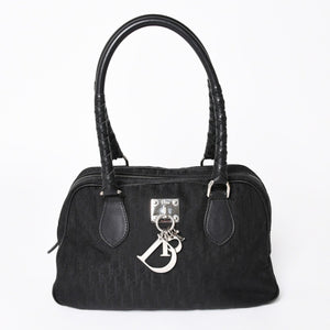 極美品 Christian Dior クリスチャンディオール ラブリー ハンドバッグ 02-BO-0097 トロッター ブラック ガリアーノ期 中古 4a006210