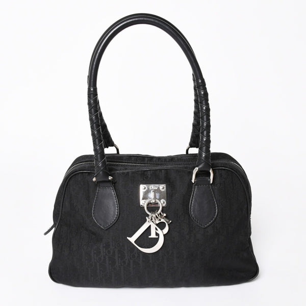 極美品 Christian Dior クリスチャンディオール ラブリー ハンドバッグ 02-BO-0097 トロッター ブラック ガリアーノ期 中古 4a006210