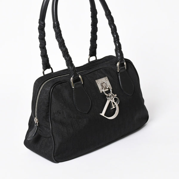 極美品 Christian Dior クリスチャンディオール ラブリー ハンドバッグ 02-BO-0097 トロッター ブラック ガリアーノ期 中古 4a006210
