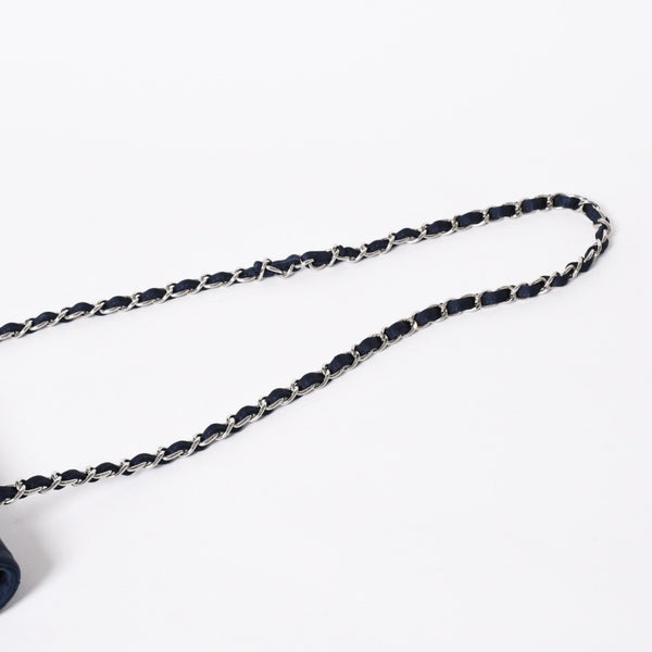 極美品 CHANEL シャネル マトラッセ25 Wフラップ Wチェーンショルダーバッグ 12番台 ココマーク サテン スパンコール ネイビー 中古 4a006228