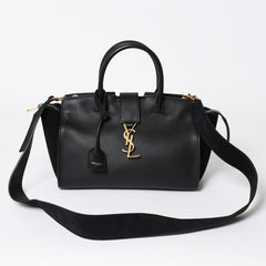 新品同様品 YVES SAINT LAURENT イヴサンローラン ベイビーカバス 2WAYバッグ ハンドバッグ ショルダーバッグ ブラック ゴールド金具 中古 4a006229