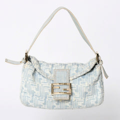 FENDI Mamma Bucket Shoulder Bag Mamma Bucket 2370-8BR003-TZH-068 Light Blue White Silver Hardware Good Condition Used 4a006236
