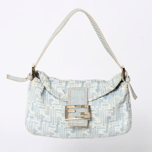 FENDI Mamma Bucket Shoulder Bag Mamma Bucket 2370-8BR003-TZH-068 Light Blue White Silver Hardware Good Condition Used 4a006236