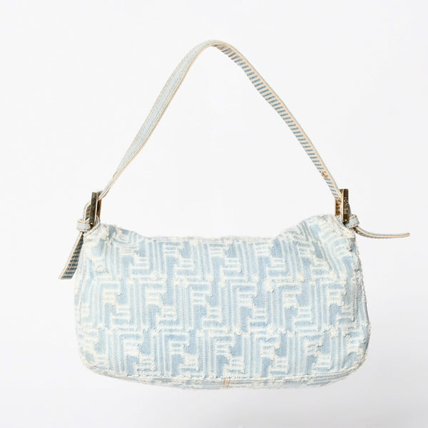 FENDI Mamma Bucket Shoulder Bag Mamma Bucket 2370-8BR003-TZH-068 Light Blue White Silver Hardware Good Condition Used 4a006236