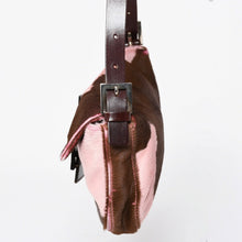 Load the image into the gallery viewer. 極美品 FENDI フェンディ マンマバケット ハラコ レザー ショルダーバッグ 2308-26424-099 ピンク ブラウン シルバー金具 中古 4a006149