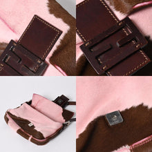 Load the image into the gallery viewer. 極美品 FENDI フェンディ マンマバケット ハラコ レザー ショルダーバッグ 2308-26424-099 ピンク ブラウン シルバー金具 中古 4a006149