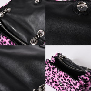 BALENCIAGA バレンシアガ ショルダーバッグ CRUSH クラッシュ M レオパード柄 ピンク ブラック 716393 美品 中古 4a005040