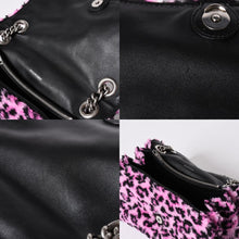 画像をギャラリービューアに読み込む, BALENCIAGA バレンシアガ ショルダーバッグ CRUSH クラッシュ M レオパード柄 ピンク ブラック 716393 美品 中古 4a005040