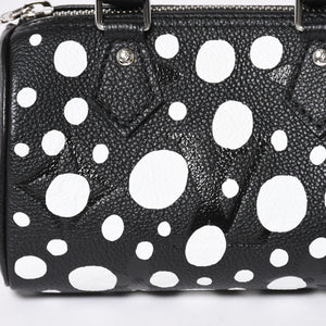新品同様 LOUIS VUITTON ルイヴィトン ナノ スピーディー ハンドバッグ 草間彌生 モノグラム アンプラント M81910 ブラック 中古 4a006239
