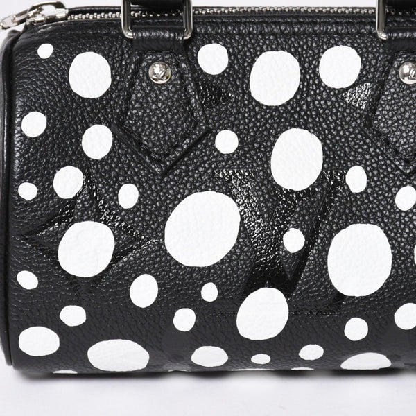 新品同様 LOUIS VUITTON ルイヴィトン ナノ スピーディー ハンドバッグ 草間彌生 モノグラム アンプラント M81910 ブラック 中古 4a006239