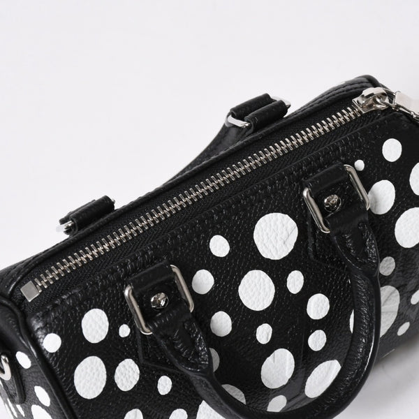 新品同様 LOUIS VUITTON ルイヴィトン ナノ スピーディー ハンドバッグ 草間彌生 モノグラム アンプラント M81910 ブラック 中古 4a006239