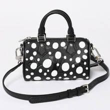 Load the image into the gallery viewer. 新品同様 LOUIS VUITTON ルイヴィトン ナノ スピーディー ハンドバッグ 草間彌生 モノグラム アンプラント M81910 ブラック 中古 4a006239