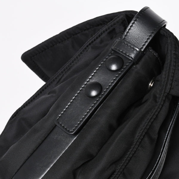 極美品 PRADA プラダ ポコノ ショルダーバッグ トライアングルロゴ 三角ロゴ ナイロン ブラック シルバー金具 中古 4a006214