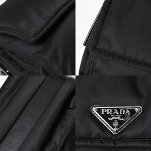 極美品 PRADA プラダ ポコノ ショルダーバッグ トライアングルロゴ 三角ロゴ ナイロン ブラック シルバー金具 中古 4a006214