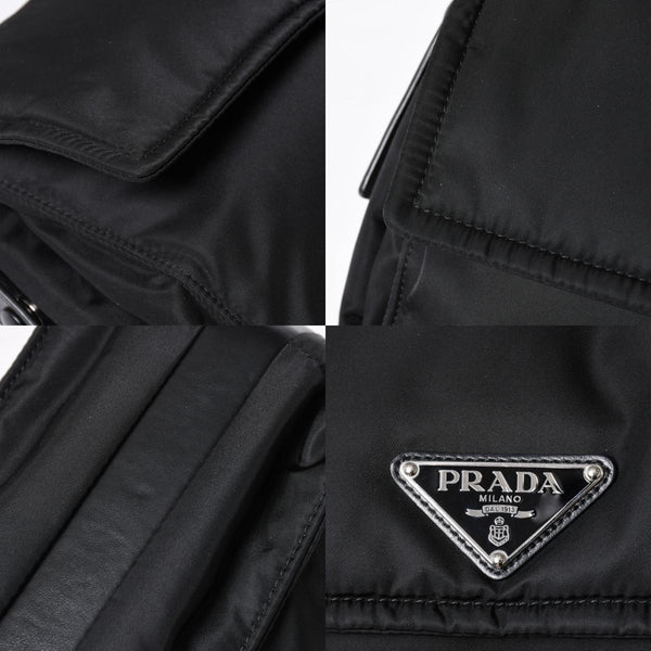極美品 PRADA プラダ ポコノ ショルダーバッグ トライアングルロゴ 三角ロゴ ナイロン ブラック シルバー金具 中古 4a006214