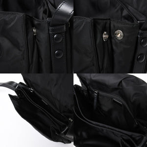 極美品 PRADA プラダ ポコノ ショルダーバッグ トライアングルロゴ 三角ロゴ ナイロン ブラック シルバー金具 中古 4a006214