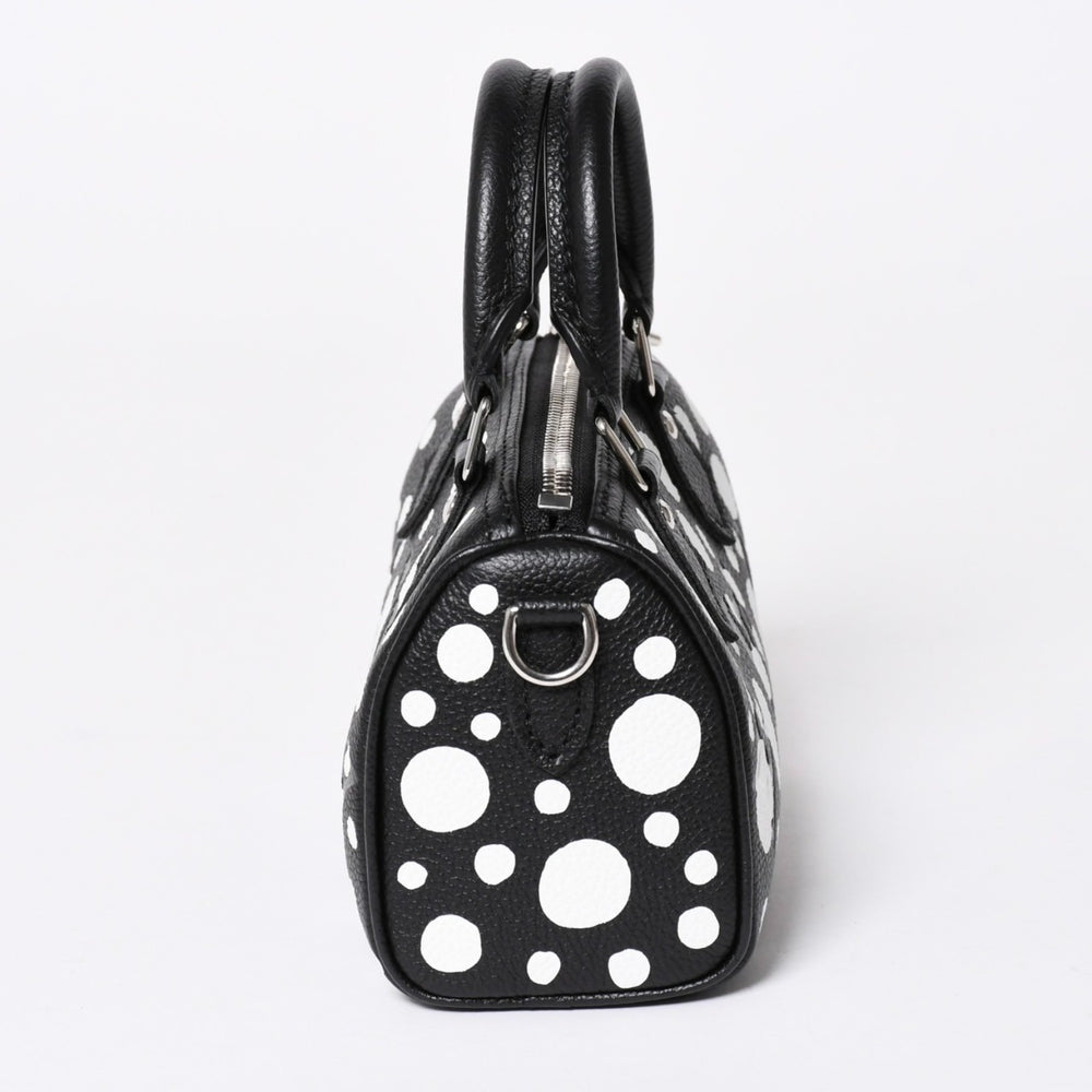 新品同様 LOUIS VUITTON ルイヴィトン ナノ スピーディー ハンドバッグ 草間彌生 モノグラム アンプラント M81910 ブラック 中古 4a006239