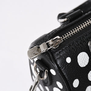 新品同様 LOUIS VUITTON ルイヴィトン ナノ スピーディー ハンドバッグ 草間彌生 モノグラム アンプラント M81910 ブラック 中古 4a006239