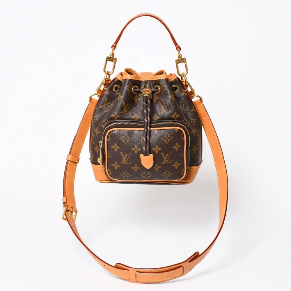 極美品 LOUIS VUITTON ルイヴィトン ノエ カーゴ バケットバッグ ショルダーバッグ M14017 ブラウン ゴールド金具 中古 4a006240
