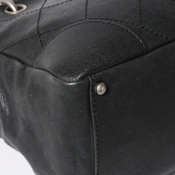 極美品 CHANEL シャネル ワイルドステッチ チェーントートバッグ 10番台 ココマーク キャビアスキン ブラック 中古 4a006232