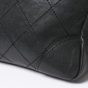 極美品 CHANEL シャネル ワイルドステッチ チェーントートバッグ 10番台 ココマーク キャビアスキン ブラック 中古 4a006232