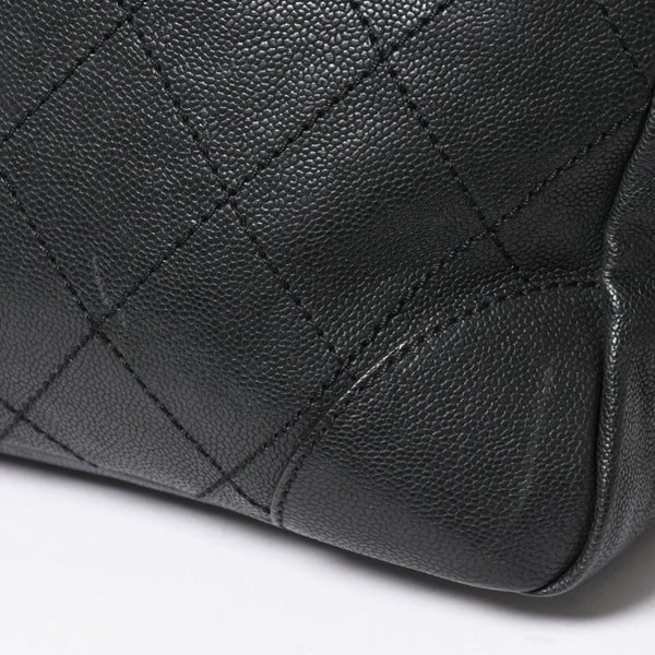 極美品 CHANEL シャネル ワイルドステッチ チェーントートバッグ 10番台 ココマーク キャビアスキン ブラック 中古 4a006232
