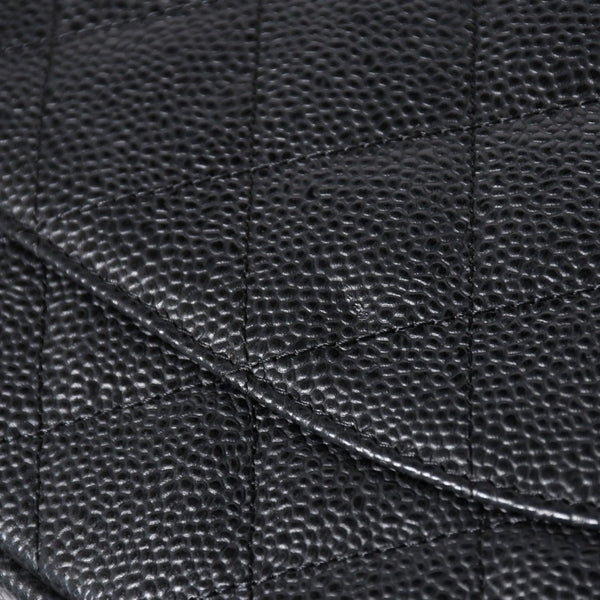 極美品 CHANEL シャネル デカマトラッセ30 Wフラップ Wチェーンショルダーバッグ 16番台 ココマーク キャビアスキン ブラック 中古 4a006242