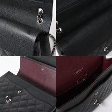 Load the image into the gallery viewer. 極美品 CHANEL シャネル デカマトラッセ30 Wフラップ Wチェーンショルダーバッグ 16番台 ココマーク キャビアスキン ブラック 中古 4a006242