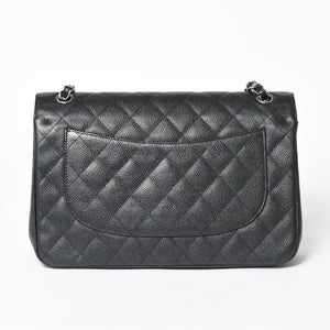 極美品 CHANEL シャネル デカマトラッセ30 Wフラップ Wチェーンショルダーバッグ 16番台 ココマーク キャビアスキン ブラック 中古 4a006242