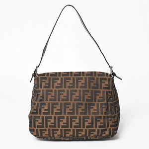 極美品 FENDI フェンディ マンマバケット ワンショルダーバッグ 26325 ズッカ柄 ブラウン ヴィンテージ シルバー金具 中古 4a006218