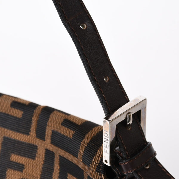 極美品 FENDI フェンディ マンマバケット ワンショルダーバッグ 26325 ズッカ柄 ブラウン ヴィンテージ シルバー金具 中古 4a006218