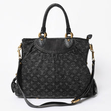 Load the image into the gallery viewer. 新品同様 LOUIS VUITTON ルイヴィトン ハンドバッグ モノグラムデニム ネオカヴィGM M95352 ブラック レザー 2way仕様 ゴールド金具 中古 4a006255