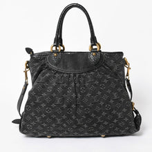 Load the image into the gallery viewer. 新品同様 LOUIS VUITTON ルイヴィトン ハンドバッグ モノグラムデニム ネオカヴィGM M95352 ブラック レザー 2way仕様 ゴールド金具 中古 4a006255