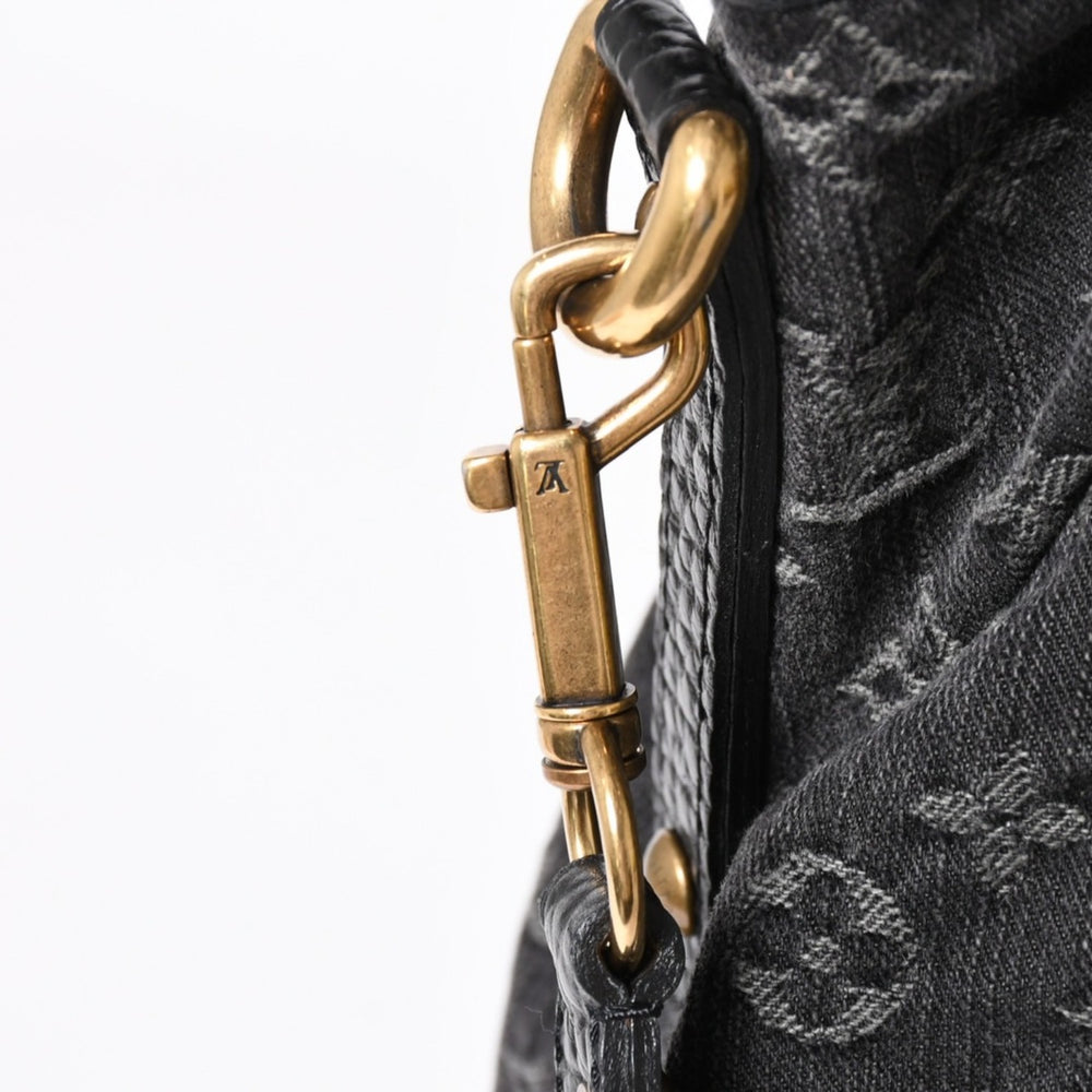 新品同様 LOUIS VUITTON ルイヴィトン ハンドバッグ モノグラムデニム ネオカヴィGM M95352 ブラック レザー 2way仕様 ゴールド金具 中古 4a006255