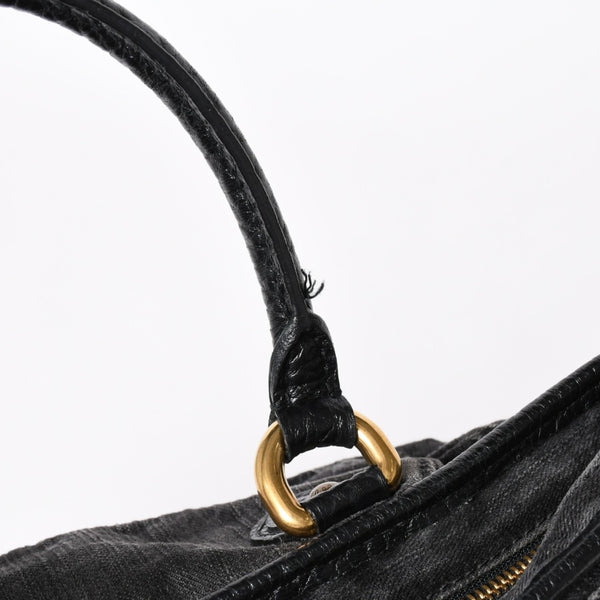 新品同様 LOUIS VUITTON ルイヴィトン ハンドバッグ モノグラムデニム ネオカヴィGM M95352 ブラック レザー 2way仕様 ゴールド金具 中古 4a006255