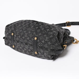 新品同様 LOUIS VUITTON ルイヴィトン ハンドバッグ モノグラムデニム ネオカヴィGM M95352 ブラック レザー 2way仕様 ゴールド金具 中古 4a006255