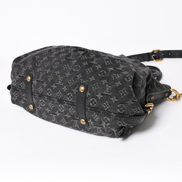 新品同様 LOUIS VUITTON ルイヴィトン ハンドバッグ モノグラムデニム ネオカヴィGM M95352 ブラック レザー 2way仕様 ゴールド金具 中古 4a006255