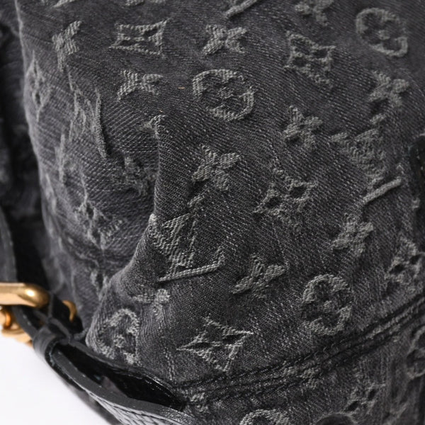 新品同様 LOUIS VUITTON ルイヴィトン ハンドバッグ モノグラムデニム ネオカヴィGM M95352 ブラック レザー 2way仕様 ゴールド金具 中古 4a006255