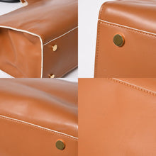 Load the image into the gallery viewer. 極美品 MARNI マルニ レザーハンドバッグ BMMP0057Q0 ブラウン ブラック アイボリー イタリア製 ゴールド金具 中古 4a006211