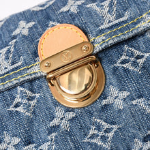 Load the image into the gallery viewer. 新品同様品 LOUIS VUITTON ルイヴィトン ハンドバッグ ミニプリーティ デニム ブルー モノグラムデニム M95050 中古 4a006256