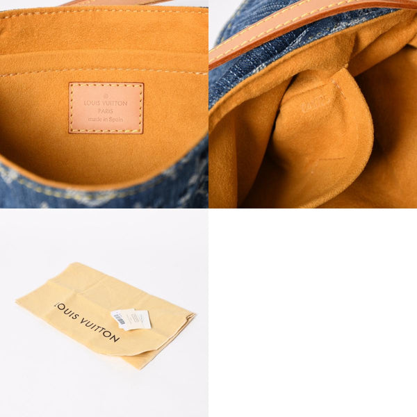 新品同様品 LOUIS VUITTON ルイヴィトン ハンドバッグ ミニプリーティ デニム ブルー モノグラムデニム M95050 中古 4a006256