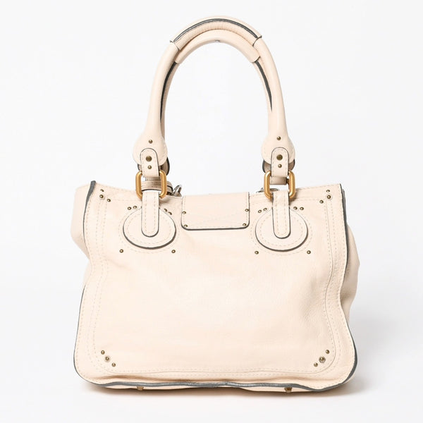 極美品 CHLOE クロエ パディントン ハンドバッグ 01-09-51-5811 ルーマニア製 レザー アイボリー ゴールド金具 中古 4a006212