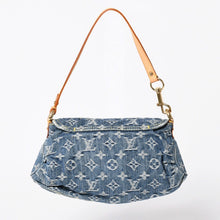 Load the image into the gallery viewer. 新品同様品 LOUIS VUITTON ルイヴィトン ハンドバッグ ミニプリーティ デニム ブルー モノグラムデニム M95050 中古 4a006256