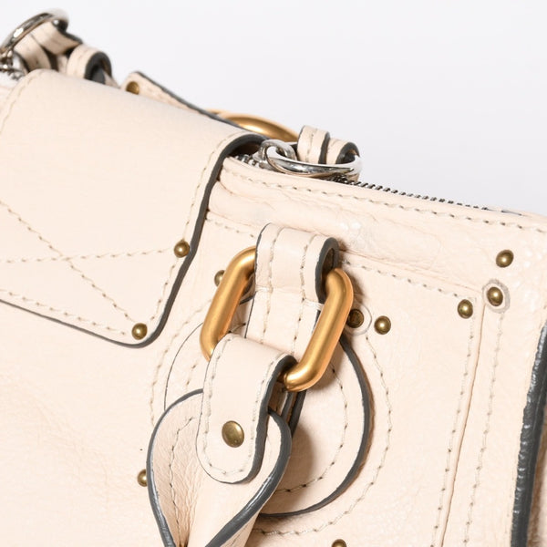 極美品 CHLOE クロエ パディントン ハンドバッグ 01-09-51-5811 ルーマニア製 レザー アイボリー ゴールド金具 中古 4a006212