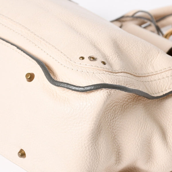 極美品 CHLOE クロエ パディントン ハンドバッグ 01-09-51-5811 ルーマニア製 レザー アイボリー ゴールド金具 中古 4a006212