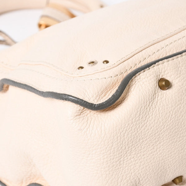極美品 CHLOE クロエ パディントン ハンドバッグ 01-09-51-5811 ルーマニア製 レザー アイボリー ゴールド金具 中古 4a006212