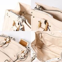 Load the image into the gallery viewer. 極美品 CHLOE クロエ パディントン ハンドバッグ 01-09-51-5811 ルーマニア製 レザー アイボリー ゴールド金具 中古 4a006212