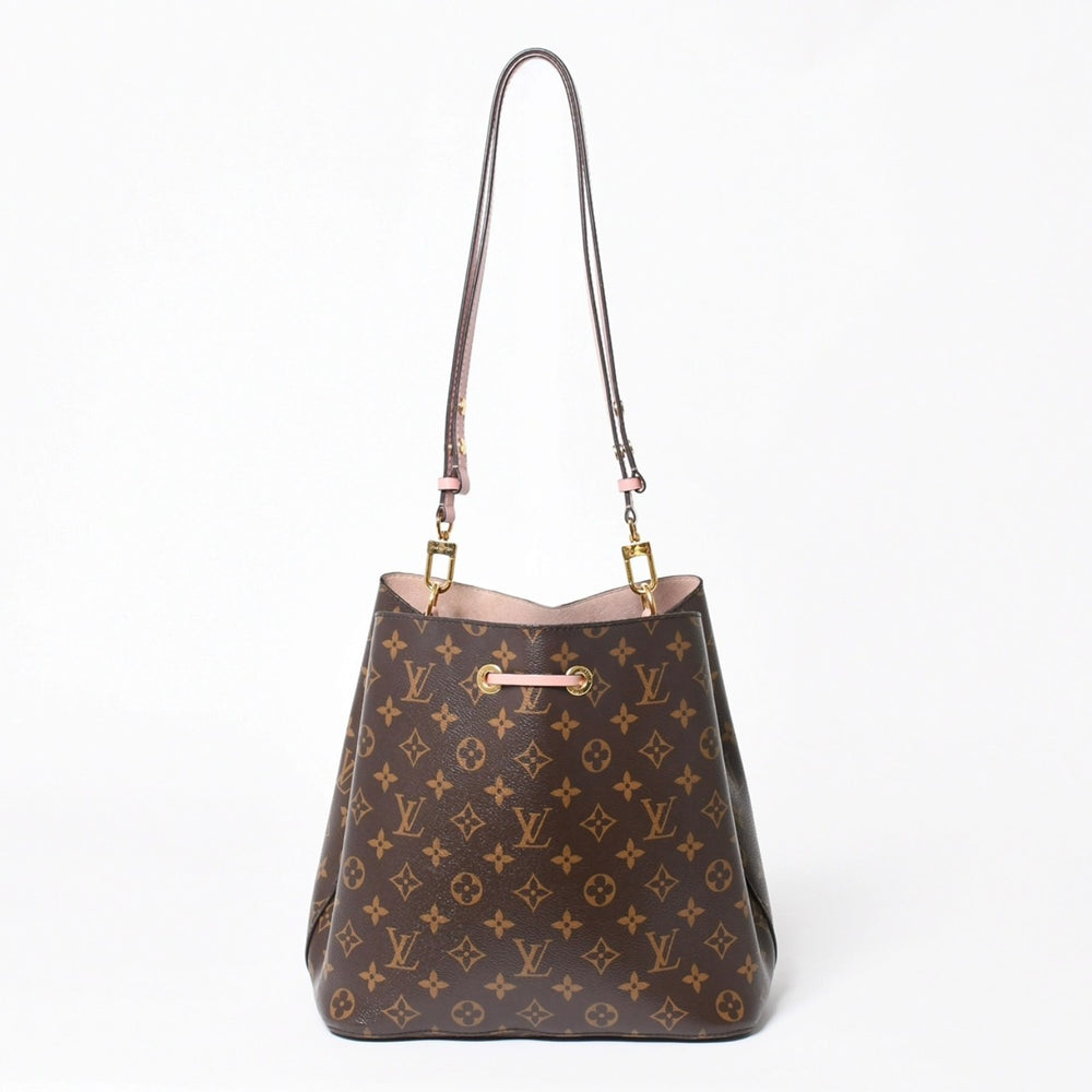 極美品 LOUIS VUITTON ルイヴィトン ネオノエMM ショルダーバッグ M44022 モノグラム ブラウン ピンク ゴールド金具 中古 4a006208